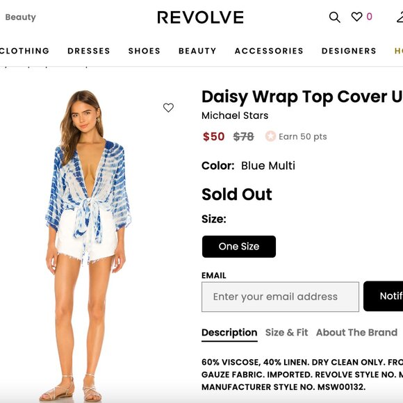 Michael Stars - Daisy Wrap Top Cover Up Michael Stars - Blue and White Swim - Picture 5 of 8